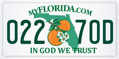 FL license plate 0227OD
