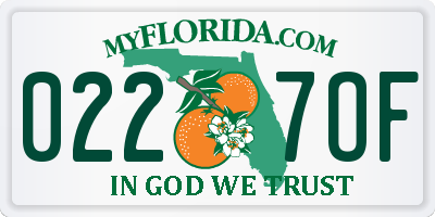 FL license plate 0227OF