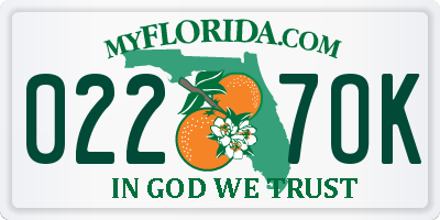 FL license plate 0227OK