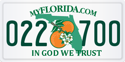 FL license plate 0227OO