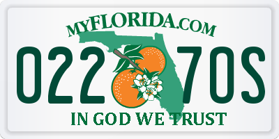 FL license plate 0227OS