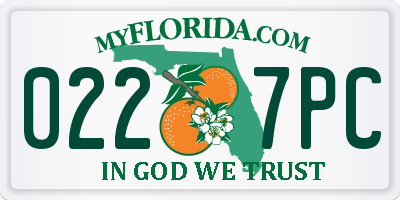 FL license plate 0227PC