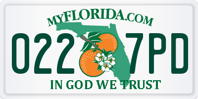 FL license plate 0227PD