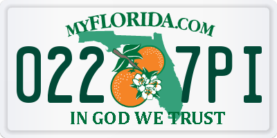 FL license plate 0227PI