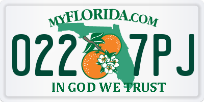 FL license plate 0227PJ