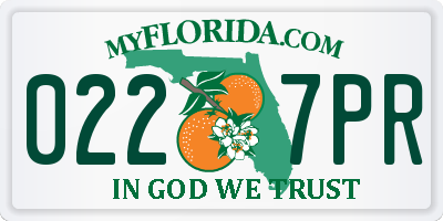 FL license plate 0227PR
