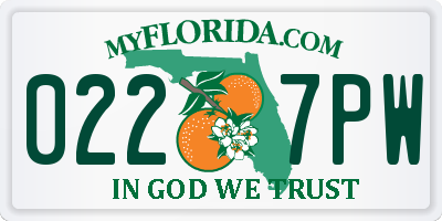 FL license plate 0227PW