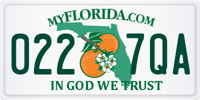 FL license plate 0227QA