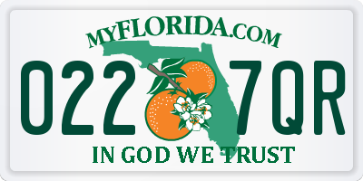 FL license plate 0227QR