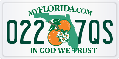 FL license plate 0227QS