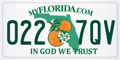 FL license plate 0227QV