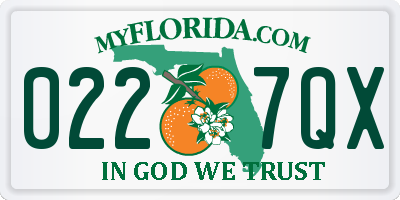 FL license plate 0227QX