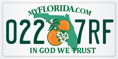 FL license plate 0227RF