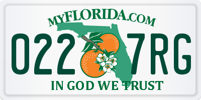 FL license plate 0227RG