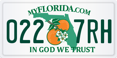 FL license plate 0227RH