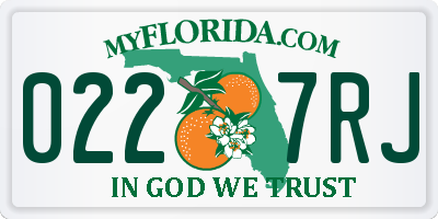 FL license plate 0227RJ