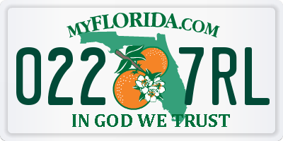 FL license plate 0227RL