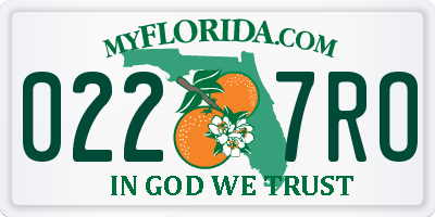 FL license plate 0227RO