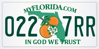 FL license plate 0227RR
