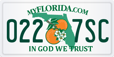 FL license plate 0227SC