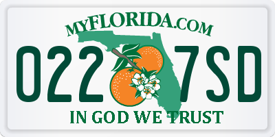 FL license plate 0227SD