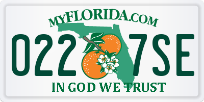 FL license plate 0227SE