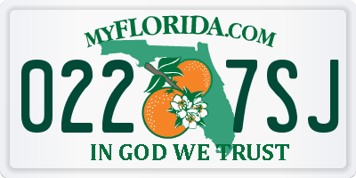 FL license plate 0227SJ