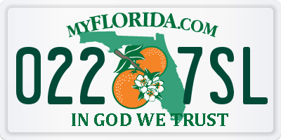 FL license plate 0227SL