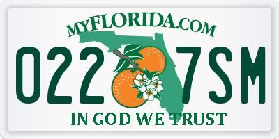 FL license plate 0227SM