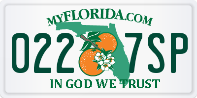 FL license plate 0227SP