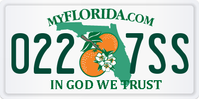 FL license plate 0227SS