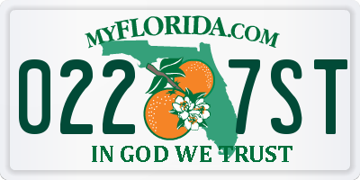 FL license plate 0227ST