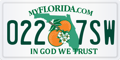 FL license plate 0227SW