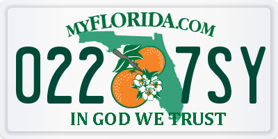 FL license plate 0227SY