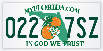 FL license plate 0227SZ