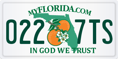 FL license plate 0227TS