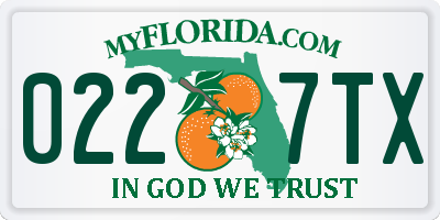 FL license plate 0227TX