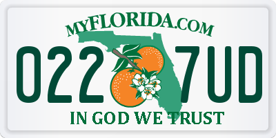 FL license plate 0227UD