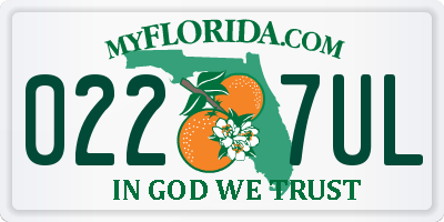 FL license plate 0227UL