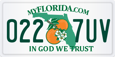 FL license plate 0227UV