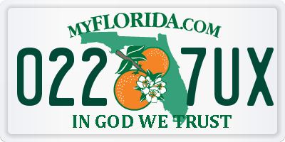 FL license plate 0227UX