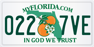 FL license plate 0227VE