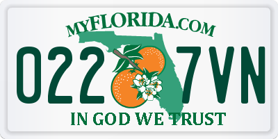FL license plate 0227VN