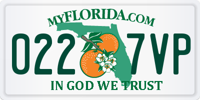 FL license plate 0227VP