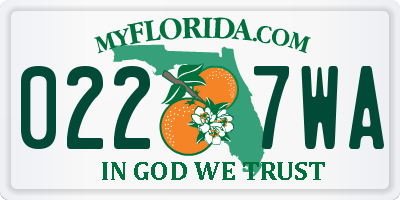 FL license plate 0227WA
