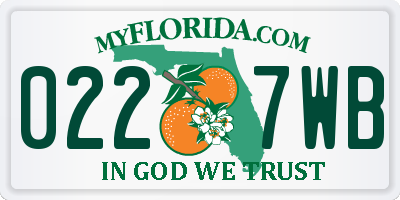 FL license plate 0227WB