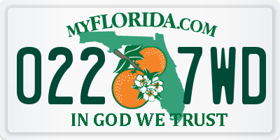 FL license plate 0227WD