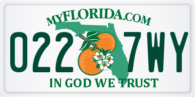 FL license plate 0227WY