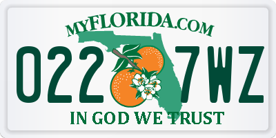 FL license plate 0227WZ