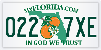 FL license plate 0227XE